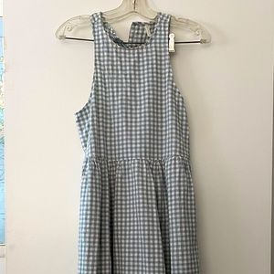 Sage green checkered apron dress